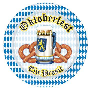 Oktoberfest Paper Plates - 22.9cm - Pack of 8