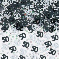 50th Birthday Black/Silver Metallic Confetti 14G