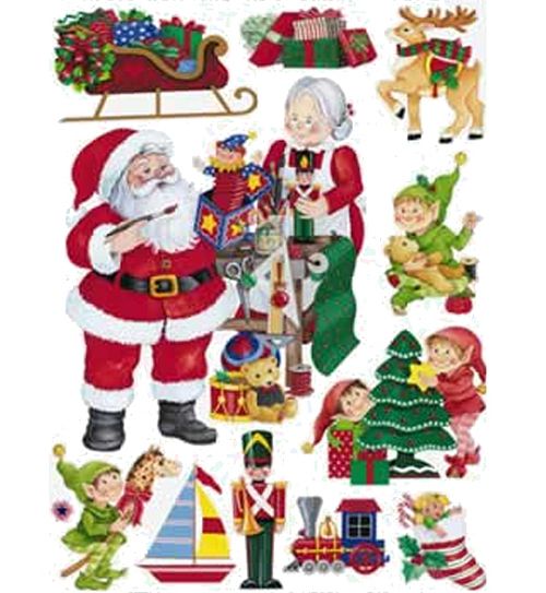 Santa's Workshop Cling Decorations - 43cm - Sheet of 11