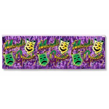 Mardi Gras Fringed Metallic Banner - 14" x 4'