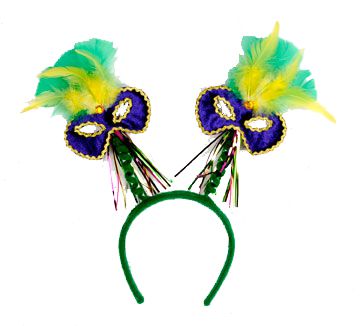 Mardi Gras Mask Feather Head Boppers