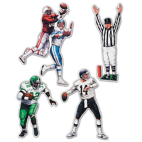 American Football Card Cutout Wall Decorations - Pack of 4