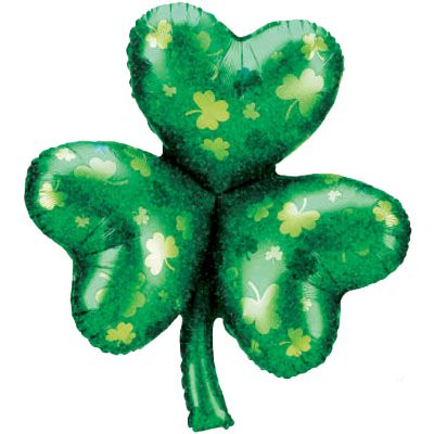 Supershape Shamrock Holographic Foil Balloon - 33"