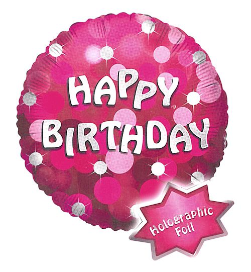 18" Pink Happy Birthday Holographic Foil Balloon