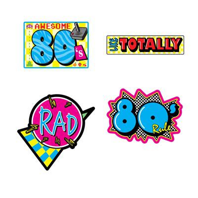 Awesome 80's Cutouts - Pack of 4 - 16'' - Printed Both Sides