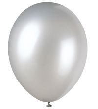 Silver Pearlised Latex Balloons - 12" - Pack of 8
