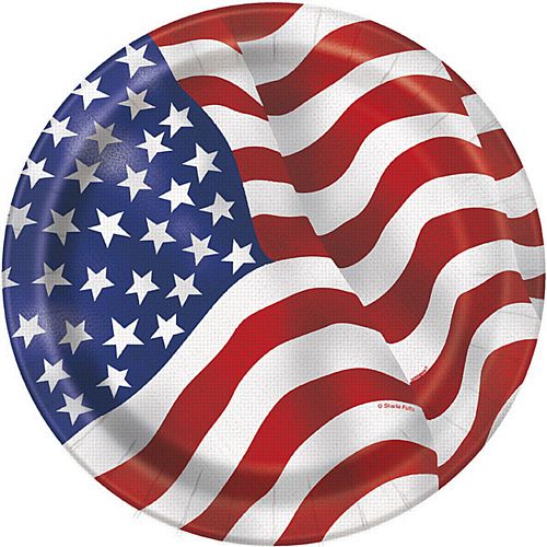American Flag Plates - 23cm - Pack of 8