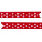 White Stars Pre Printed Ribbon Red - 25mm - Per Metre