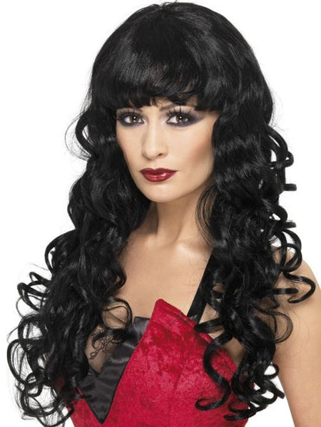 Long dark clearance curly wig