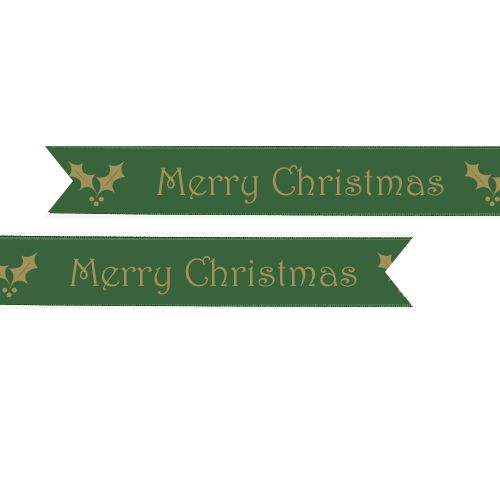 Green Merry Christmas Ribbon- 25mm - Per Metre