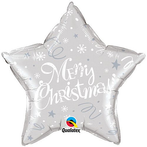 Merry Christmas! Festive Silver Qualatex Foil Balloon - 20"