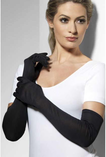 Long Black Jersey Opera Gloves