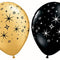 Sparkles & Swirls Gold and Black Qualatex Latex Balloons - Assorted - 11
