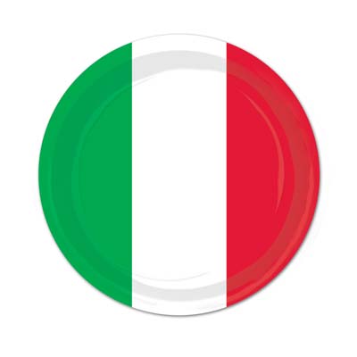Red, White & Green Plates - 9" - Pack of 8