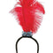 Flapper Headband With 3 Feathers- Red