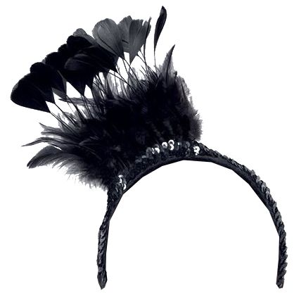 Feather Sequin Headpiece- Black