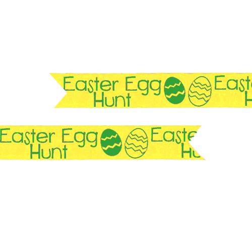 Easter Egg Hunt Printed Ribbon - Yellow and Green - 25mm - Per Metre