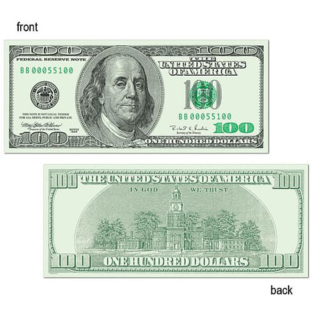 Giant American $100 Bill Card Cutout Wall Decoration - 44.5cm