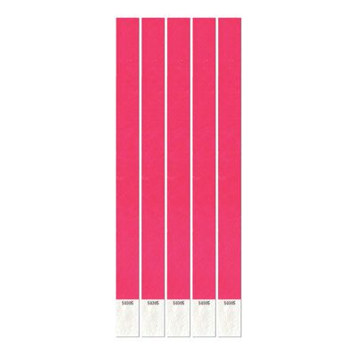 Pink Tyvek Wristbands - 25cm - Pack of 100