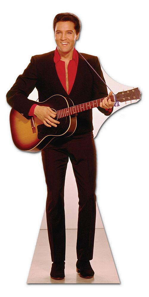 Elvis Red Shirt and Guitar Lifesize Cardboard Cutout - 1.8m