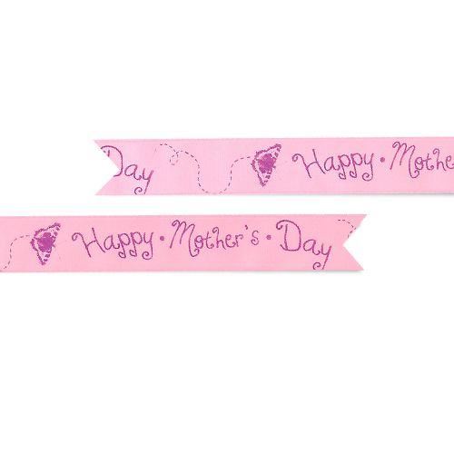 Mother's Day in Bloom Pre Printed Ribbon - Light Pink & Purple - 25mm - Per Metre