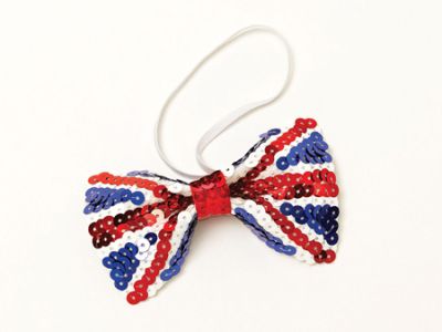 British Union Jack Sequin Bow Tie
