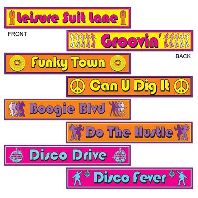 Disco Street Signs - 4" x 24" - Pack of 4