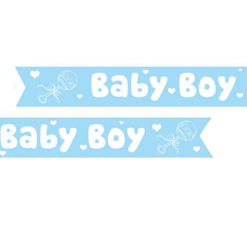 Baby Boy Pre Printed Ribbon Light Blue - 25mm - Per Metre