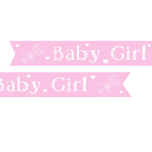 Baby Girl Pre Printed Ribbon Light Pink - 25mm - Per Metre