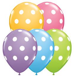Polka Dots Assorted Pastel Colour Balloons - 11" - Pack of 10