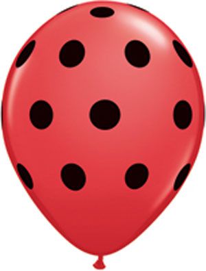 Big Polka Dots Red & Black Qualatex Balloons - 11" - Pack of 25