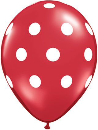 Big Polka Dots Red & White Qualatex Balloons - 11" - Pack of 25