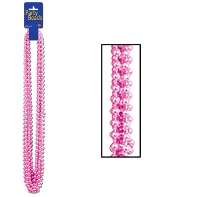 Pink Party Beads - Small Round - 83.8cm - Pack of 12