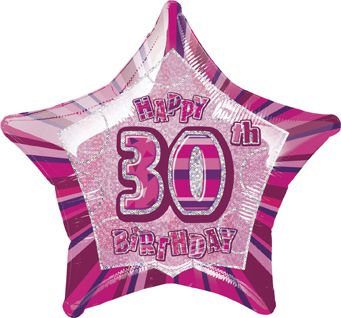 Birthday Glitz Pink '30th' Prismatic Foil Balloon - 50.8cm