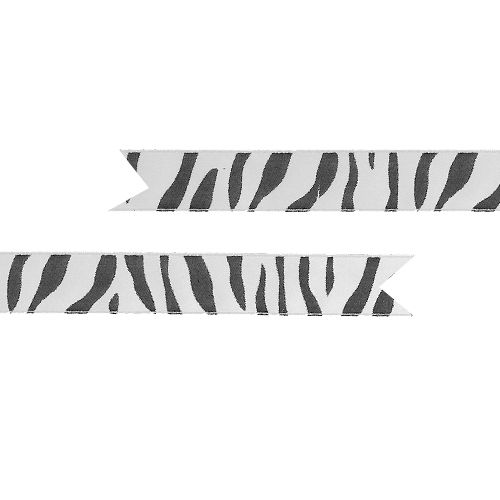 Zebra Print Ribbon in Silver & Black - 25mm - Per Metre