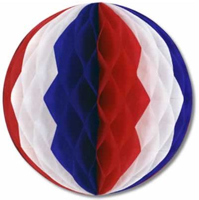 Red, White & Blue Tissue Ball - 12" - Each