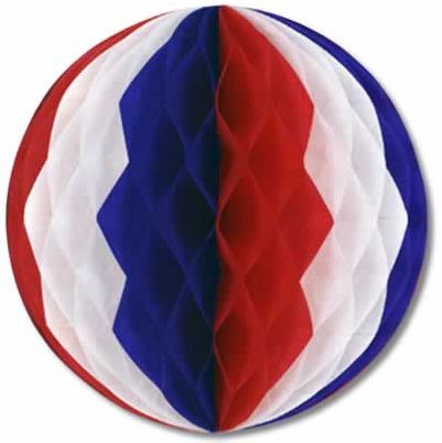 Red, White & Blue Tissue Ball - 35cm - Each