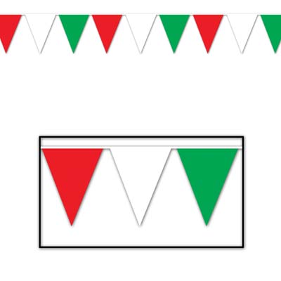 Red, White & Green Bunting 'All Weather'- 36.58m (120')