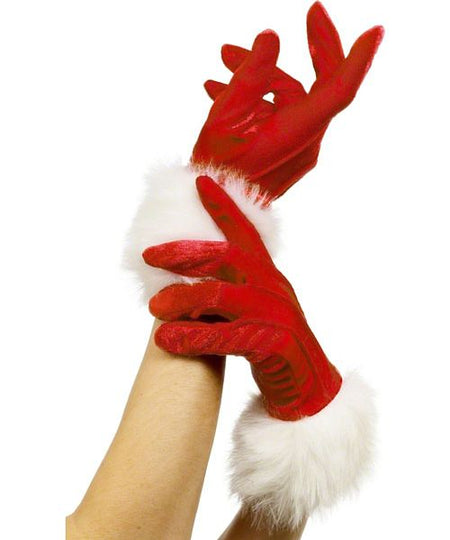 Velvet Santa Gloves - Pair