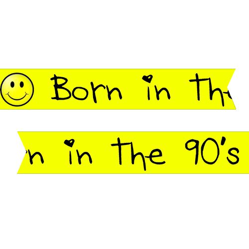 Born In The 90's Printed Ribbon Yellow - 25mm - Per Metre