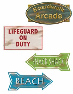 Beach Sign Cutouts - 14" - Pack of 4