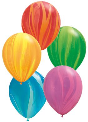 Rainbow Marble Balloons - Pack of 10 - Assorted