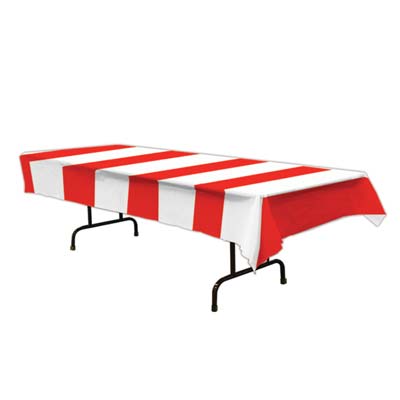 Red & White Stripes Tablecloth - 2.74m