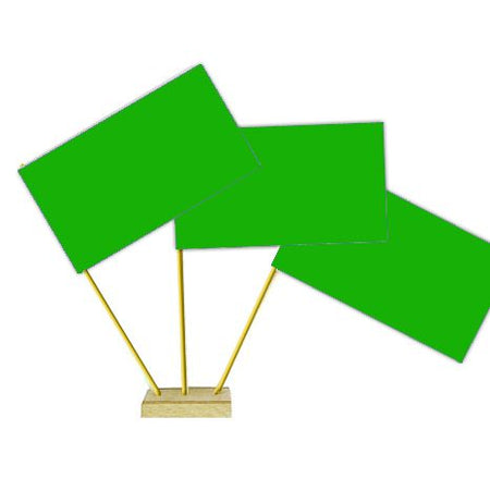 Green Paper Paper Table Flags 15cm on 30cm Pole