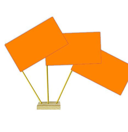 Orange Paper Table Flags - 15cm on 30cm Pole - Each
