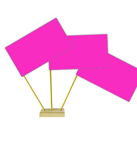 Bright Pink Paper Table Flags - 15cm on 30cm Pole - Each