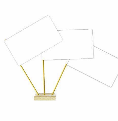 White Paper Paper Table Flags 15cm on 30cm Pole