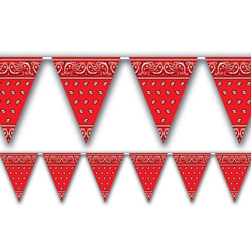Red Bandana Plastic Bunting - All Weather - 3.66m