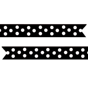 Polka Dot Pre-Printed Ribbon Black - 25mm - Per Metre