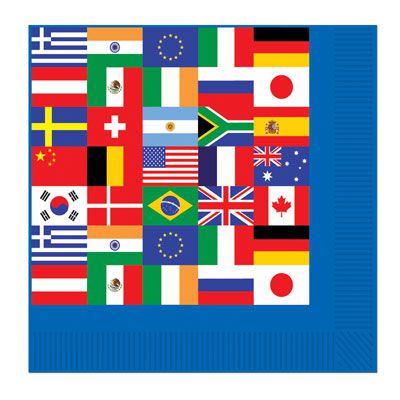 International Flag Luncheon Napkins - 2-Ply - Pack of 16